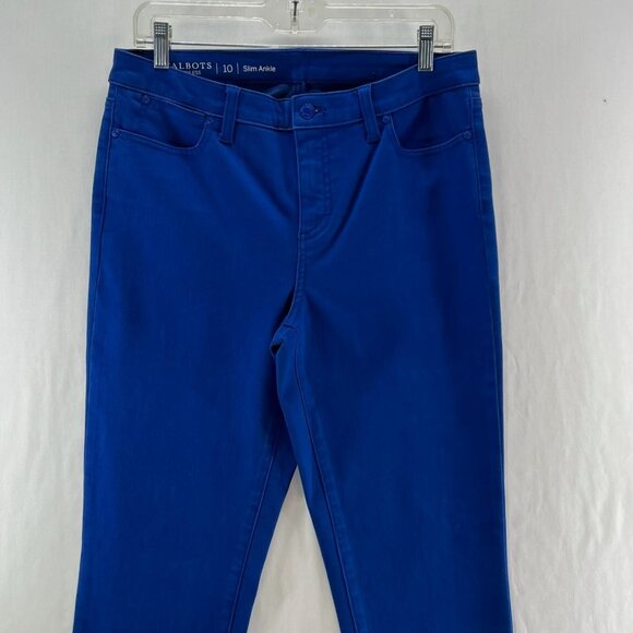 Talbots Flawless Slim Ankle Jeans Womens 10 Mid Rise Stretch Denim Zip Fly Blue - Picture 3 of 13